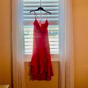 Womens Strappy Wrap Ruffle Dress Size M. Strawberry Pop.